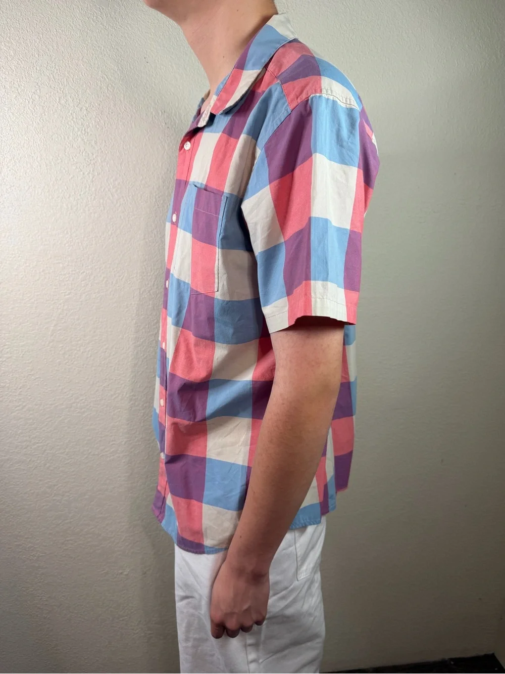 Patagonia Button Up Checker Plaid Short Sleeve Shirt Men’s Large